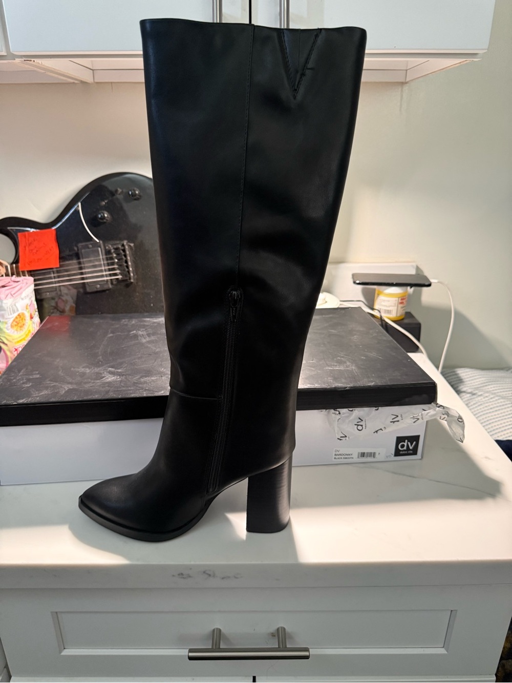 Dolce Vita Black Knee-High Block Heel Boot